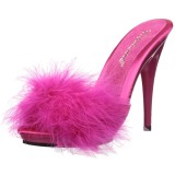 Pink 13 cm POISE-501F Mules Schuhe mit Marabou Federn - Plüsch