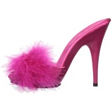 Pink 13 cm POISE-501F Mules Schuhe mit Marabou Federn - Plüsch