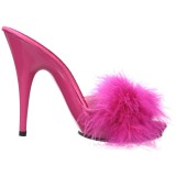 Pink 13 cm POISE-501F Mules Schuhe mit Marabou Federn - Plüsch