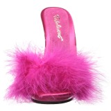 Pink 13 cm POISE-501F Mules Schuhe mit Marabou Federn - Plüsch