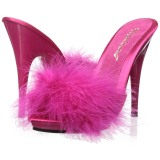 Pink 13 cm POISE-501F Mules Schuhe mit Marabou Federn - Plüsch