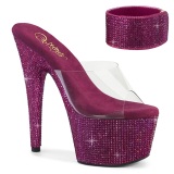 Pink 18 cm 712RS pleaser high heels with ankle cuff rhinestone platform