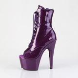 Purple glitter 18 cm peep toe high heels ankle boots platform