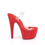 Red 18 cm BEJEWELED-708DM rhinestone platform high heels