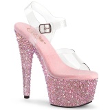 Rosa 18 cm BEJEWELED-708MS pole dance high heels schuhe strass plateau