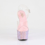 Rosa 18 cm BEJEWELED-708MS pole dance high heels schuhe strass plateau