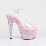 Rosa 18 cm BEJEWELED-708MS pole dance high heels schuhe strass plateau