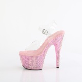 Rosa 18 cm BEJEWELED-708RRS pole dance high heels schuhe strass plateau