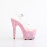 Rosa 18 cm BEJEWELED-708RRS pole dance high heels schuhe strass plateau