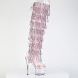 Rosa 18 cm pole dance exotic overkneestiefel mit strass fransen