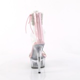 Rose 15 cm DELIGHT-627RS transparent platform high heels with ankle straps