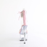 Rose 18 cm PASSION-727RS transparent platform high heels with ankle straps