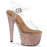 Roségold 18 cm BEJEWELED-708MS pole dance high heels schuhe strass plateau