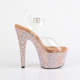 Roségold 18 cm BEJEWELED-708MS pole dance high heels schuhe strass plateau