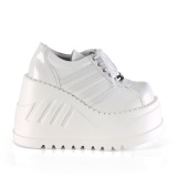 STOMP-08 oxford womens shoes lace-up 12 cm wedge platform white