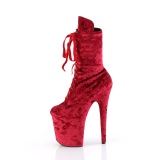 Samt 20 cm FLAMINGO-1045VEL Rote high heels stiefeletten + zehenschutz