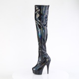 Schwarz 15 cm DELIGHT-3000HWR Hologramm poledance overkneestiefel