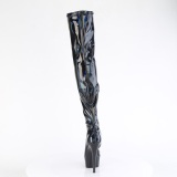 Schwarz 15 cm DELIGHT-3000HWR Hologramm poledance overkneestiefel