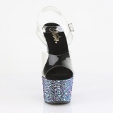 Schwarz 18 cm BEJEWELED-708MS pole dance high heels schuhe strass plateau