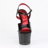 Schwarz 18 cm SKY-309 glitter plateau high heels sandaletten