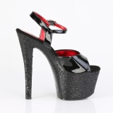 Schwarz 18 cm SKY-309 glitter plateau high heels sandaletten