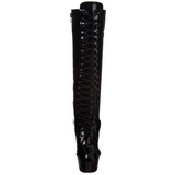 Schwarz Lack 15,5 cm DELIGHT-2023 Plateau Stiefel Damen