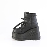 Schwarze 12 cm keilabsatz STOMP-60 damen schnürschuhe mit wedge absatz