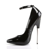 Schwarze lackpumps spitze pumps damen 16 cm stiletto metallabsatz