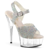 Silber 15 cm DELIGHT-N transparent plateau high heels mit strass steinen