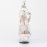 Silber 15 cm DELIGHT-N transparent plateau high heels mit strass steinen