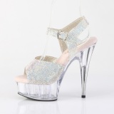 Silber 15 cm DELIGHT-N transparent plateau high heels mit strass steinen