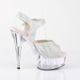 Silber 15 cm DELIGHT-N transparent plateau high heels mit strass steinen