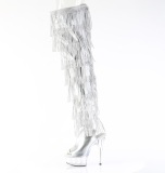 Silber 15 cm DELIGHT exotic overkneestiefel mit strass fransen