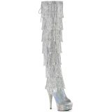 Silber 15 cm pole dance exotic overkneestiefel mit strass fransen