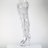 Silber 15 cm pole dance exotic overkneestiefel mit strass fransen