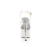 Silber 18 cm ESTEEM-708LG-2 glitter plateauschuhe high heels