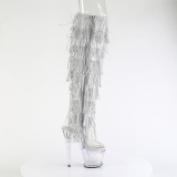 Silber 18 cm disco dance gogo overkneestiefel mit strass fransen