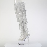 Silber 18 cm pole dance exotic overkneestiefel mit strass fransen