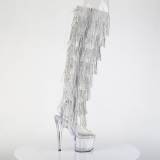 Silber 18 cm pole dance exotic overkneestiefel mit strass fransen