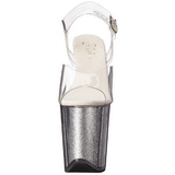 Silber 20 cm FLAMINGO-808G Glitter Plateau High Heels