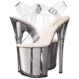 Silber 20 cm FLAMINGO-808G Glitter Plateau High Heels