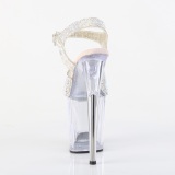 Silber 20 cm FLAMINGO plateau high heels mit strass steinen