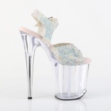 Silber 20 cm FLAMINGO plateau high heels mit strass steinen