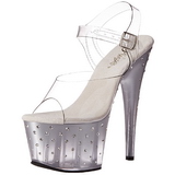 Silver 18 cm STARDUST-708T Acrylic Platform High Heeled Sandal