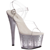 Silver 18 cm STARDUST-708T Acrylic Platform High Heeled Sandal