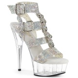 Strass 15 cm DELIGHT-656RS pleaser high heels riemensandaletten