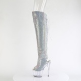 Strass ADORE 18 cm open toe overknee stiefel mit schnürung high heels