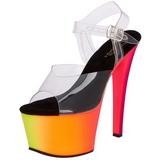 Transparent 18 cm RAINBOW-308UV High Heeled Sandal Neon Platform