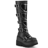 Vegan 11,5 cm SHAKER-210 emo knee high women boots platform with buckles