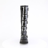 Vegan 11,5 cm SHAKER-210 kniehohe plateaustiefel damen mit schnallen